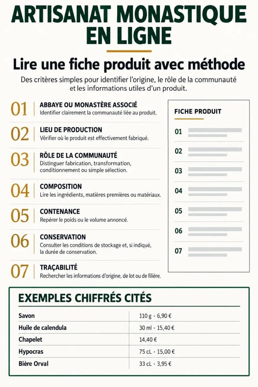 Artisanat monastique boutique en ligne : critères de traçabilité et exemples de prix