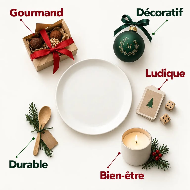 Idées de cadeau table de Noël gourmand, décoratif, ludique, bien-être et durable