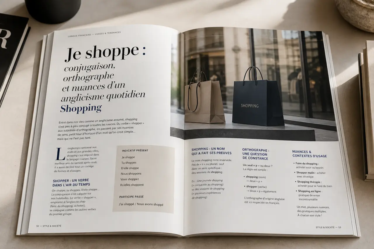 Je shoppe : conjugaison, orthographe et nuances d'un anglicisme quotidien
