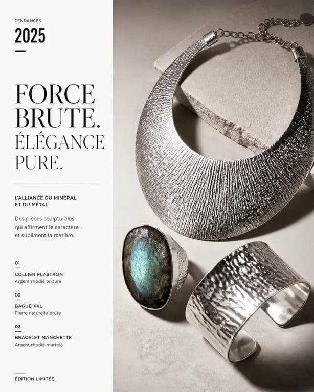 Bijoux tendance 2025 : collier plastron, bague XXL et bracelet manchette