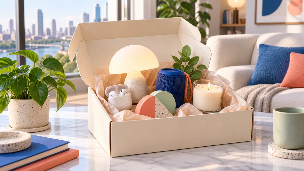Déballage d'une Trend Box sur une table design